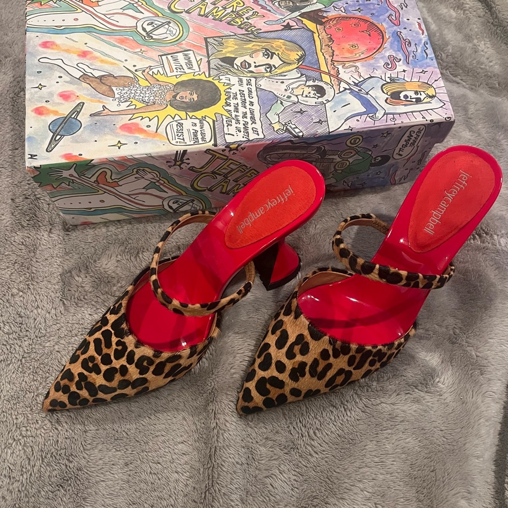 NEW Jeffery Campbell cheetah red heels